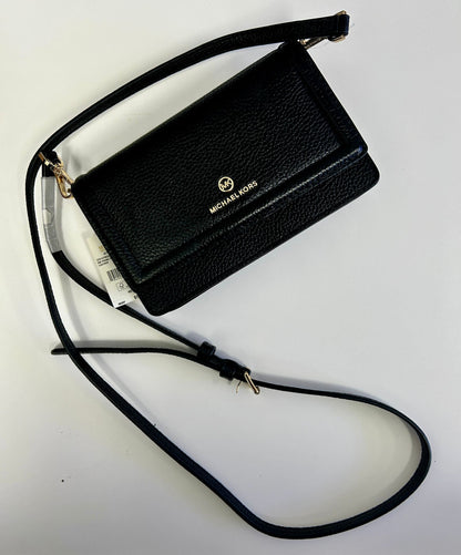 MK Jet Set Small Pebbled Leather Smartphone Convertible Crossbody Bag