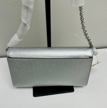 MK Mona Large Metallic Saffiano Leather Clutch