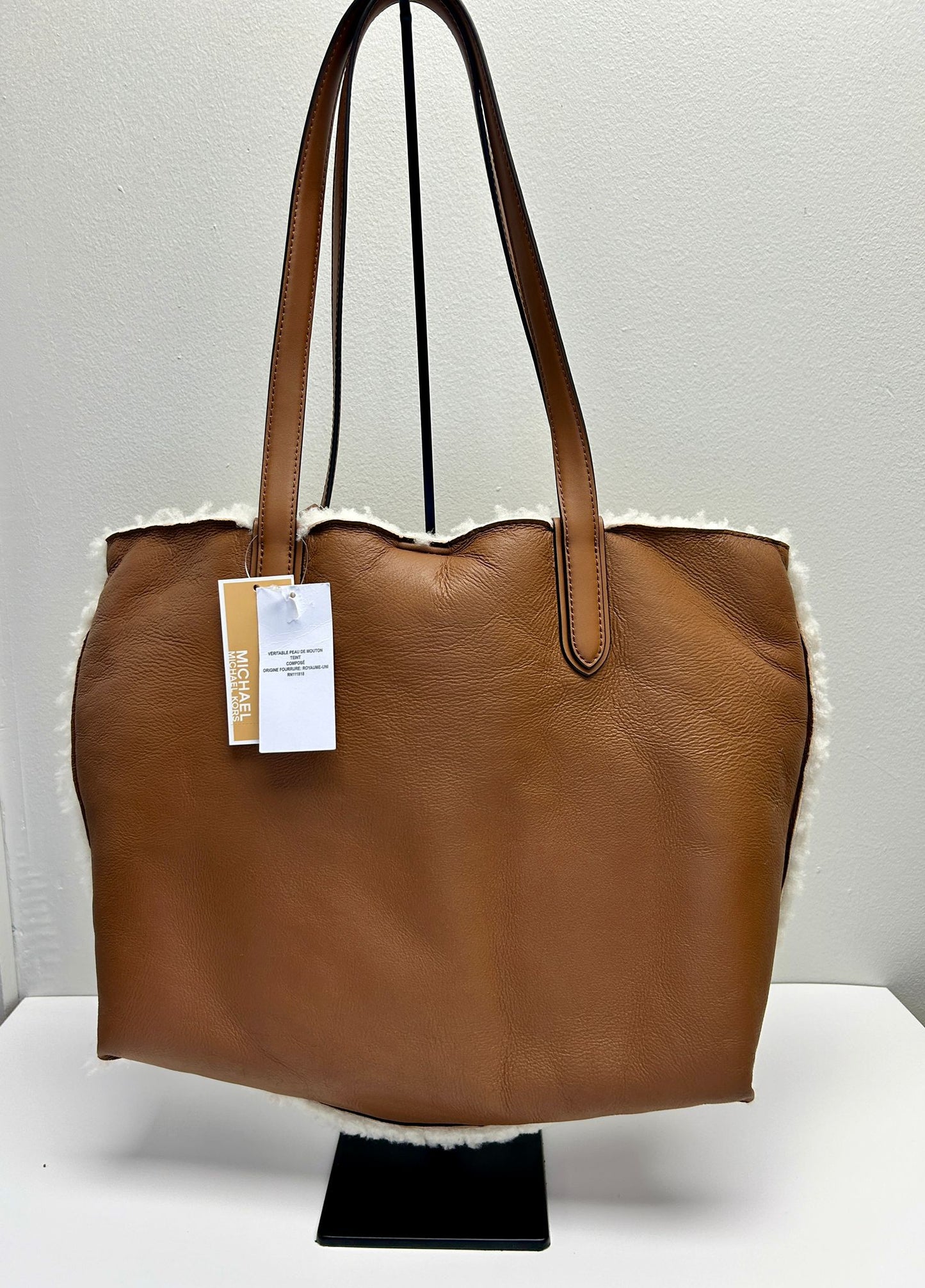 MK  Kors Eliza XL East/West Reversible Leather & Shearling Tote