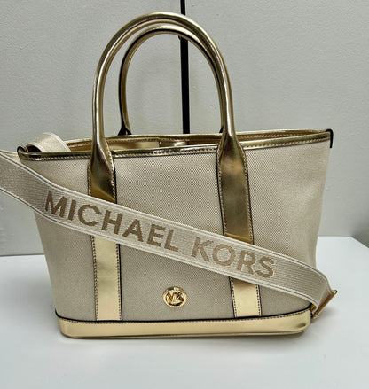 MK Luisa Medium Cotton Canvas and Metallic Satchel