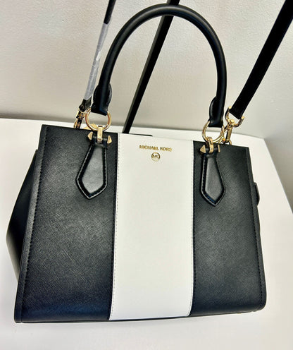 MK Marilyn Medium black and white Satchel