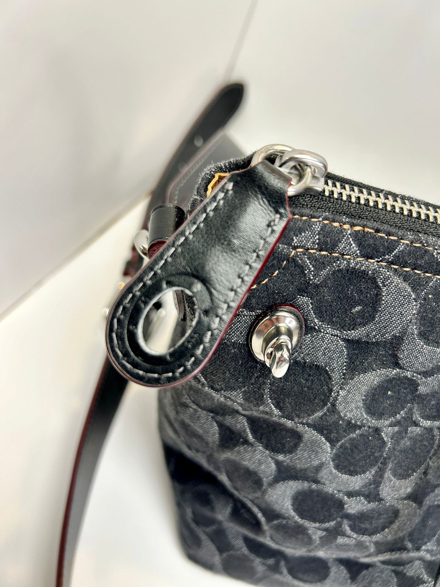 Coach Cara Medium Signature Denim Satchel