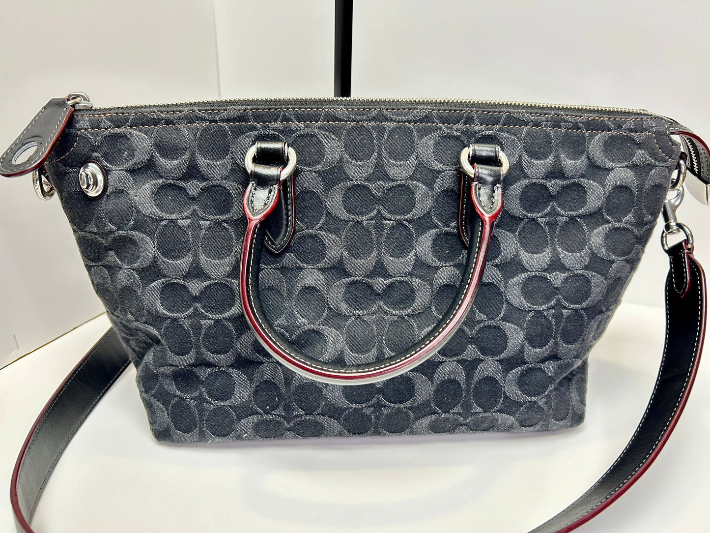 Coach Cara Medium Signature Denim Satchel