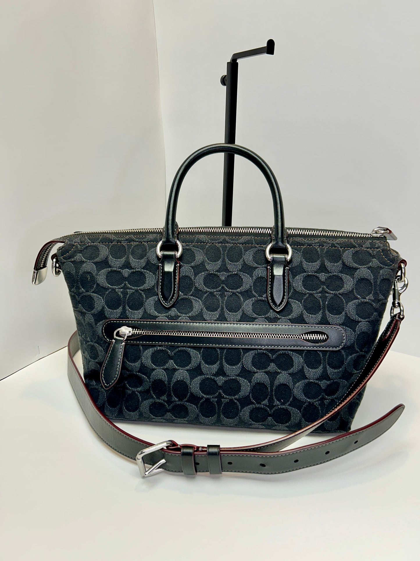 Coach Cara Medium Signature Denim Satchel